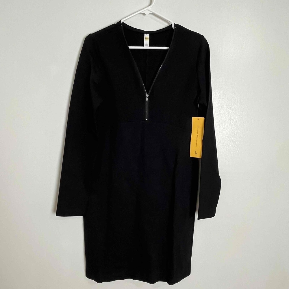 Lole Babe Dress Women Small Black NEW LSW2555‎ Long Sleeve Half Zip Athleisure